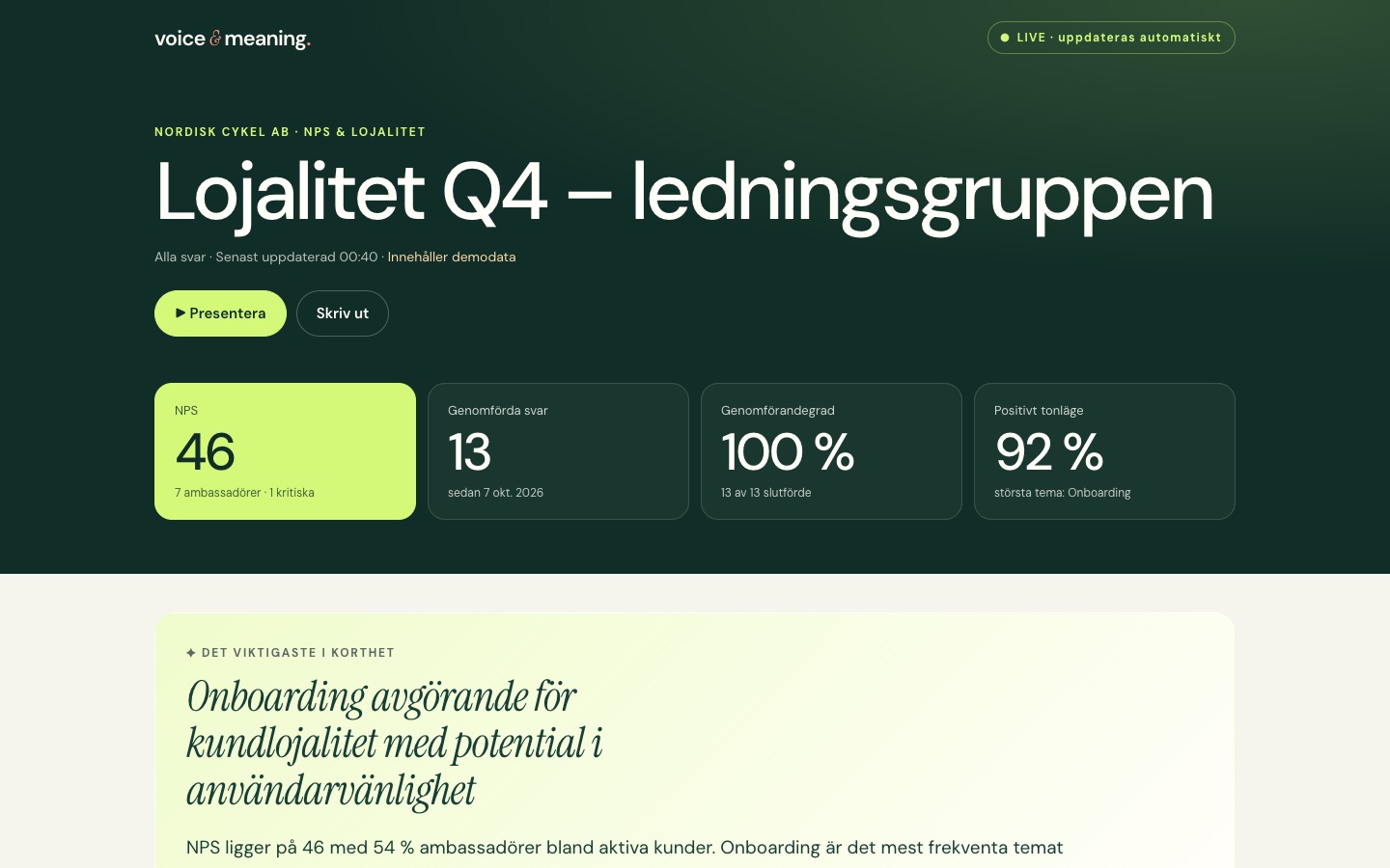 Skärmbild: Live-rapport
